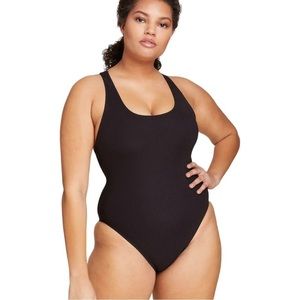 NWT Andie Tulum One Piece Ribbed Black Swimsuit, Size 2XL / XXL